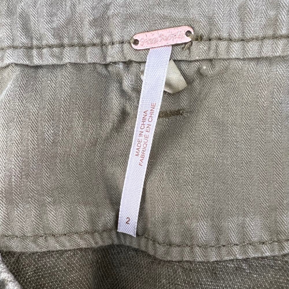 Free People Pants Women's Size 2 Tan Baggy Cargo Button Fly Slouchy Paper Bag - Picture 7 of 16